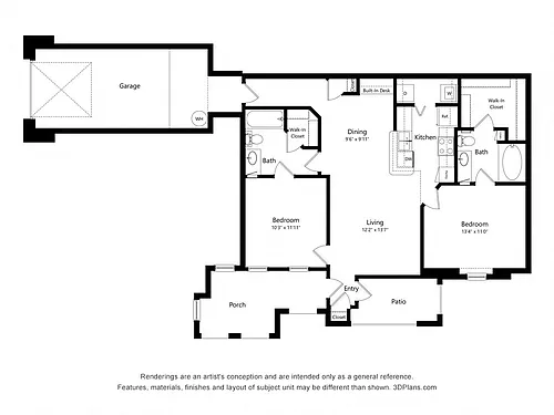 Floor plan Two Bedroom Apartment - B1