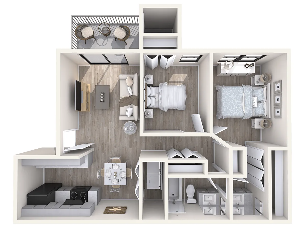 Floor plan 2 Bed /1 Bath Partial Renovated