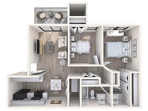 Floor plan 2 Bed /1 Bath Partial Renovated