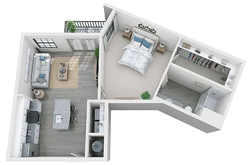 Floor plan Gautier 1 Bedroom 1 Bath