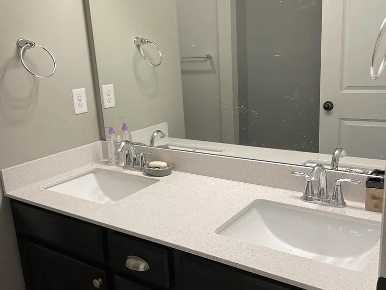 Upstairs bathroom, double sink