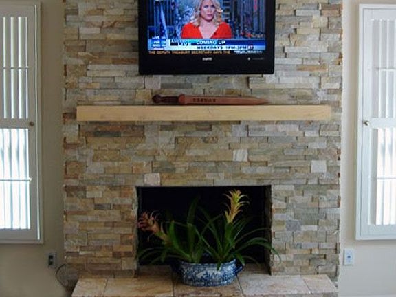 Great Room fireplace w/above mount TV