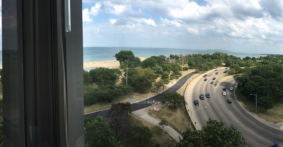 A fantastic panoramic view of the lake and drive