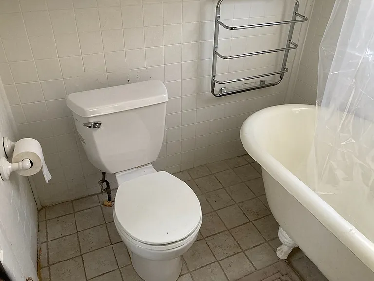 Bathroom with clawfoot tub and shower