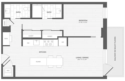 Floor plan 1 Bed/1.5 Bath-A6_Intersect at O