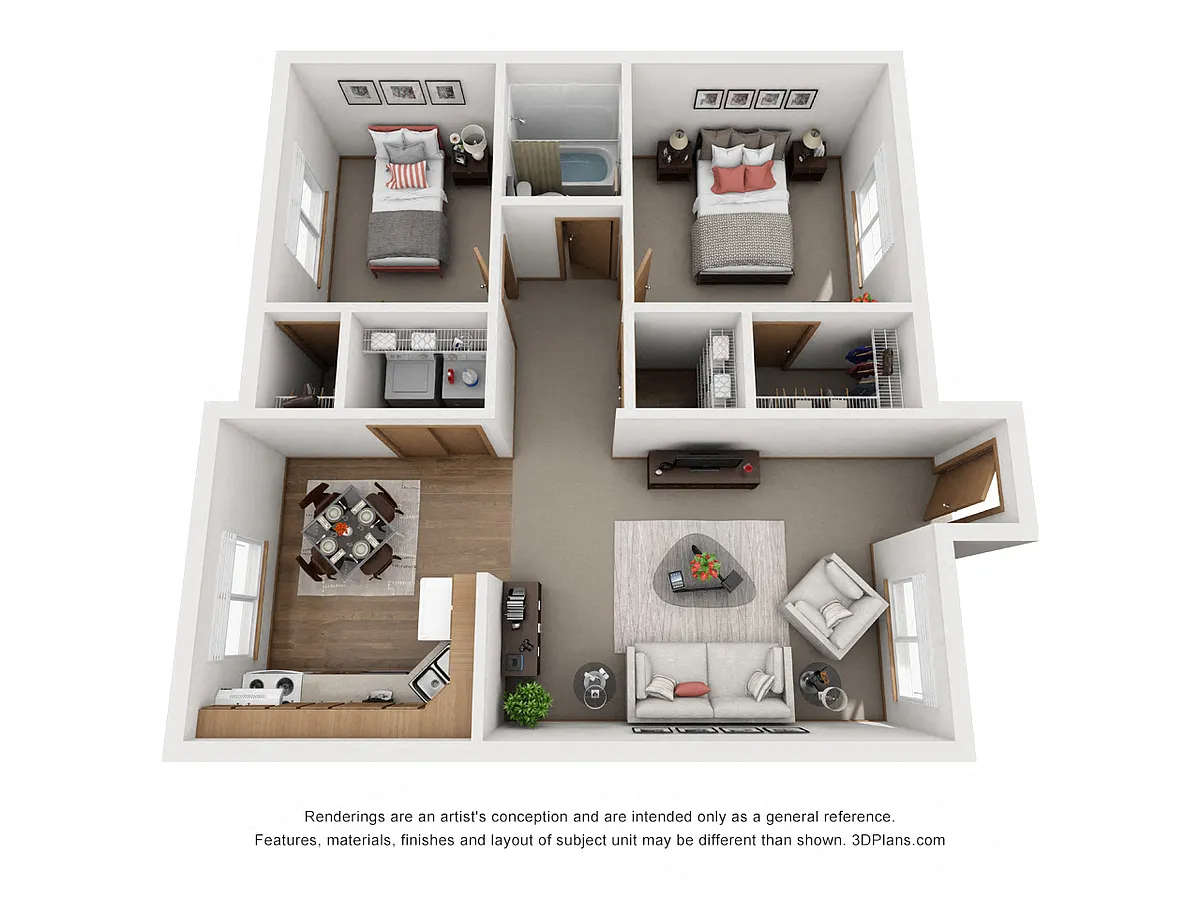 Floor plan Two Bedroom Large