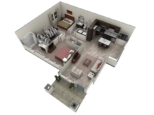 Floor plan 2 BR Designer Courtyard