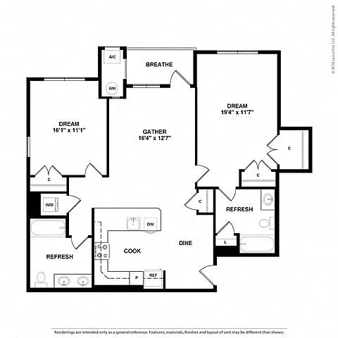 Floor plan 2Z w/ Balcony