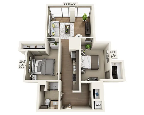 Floor plan Two Bedroom B1I