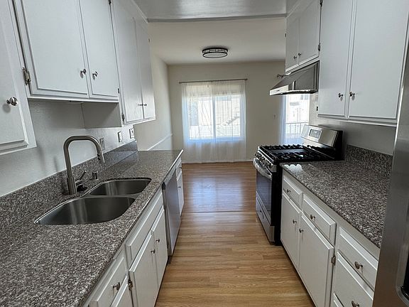 Kitchen looking into dining area.