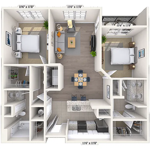 Floor plan Traditional 2x2 1031-1097 SF