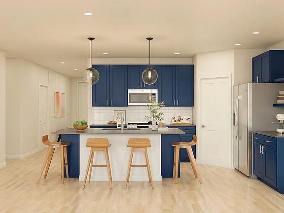 Kitchen with pendant lighting
