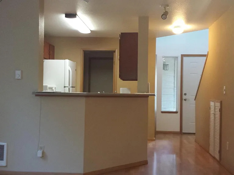 Downstairs; security alarm sytem, kichen, fire place, dinnin