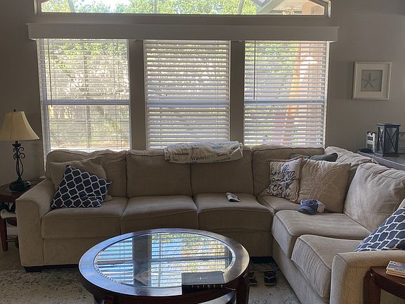 Living room with vaulted ceiling