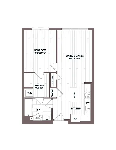 Floor plan 1 Bed/1 Bath - A1 Bldg C