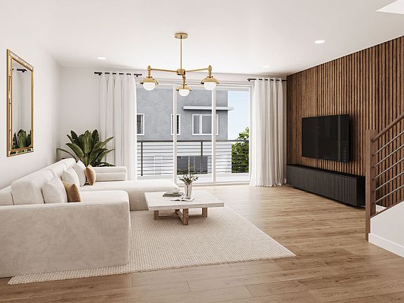 Modern gathering room with balcony access