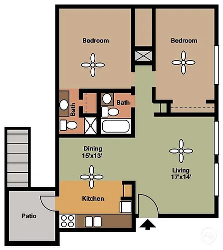 Floor plan 2 Bedrooms, 2 Bathrooms