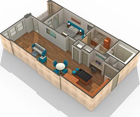 1 BR x 1 BA - J Floorplan 1 BR x 1 BA - J Floorplan