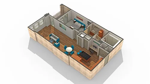 Floor plan 1 BR x 1 BA - J