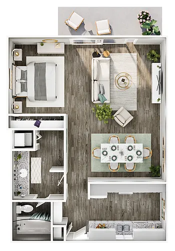 Floor plan 0 Bed, 1 Bath (503 Sq. Ft.)