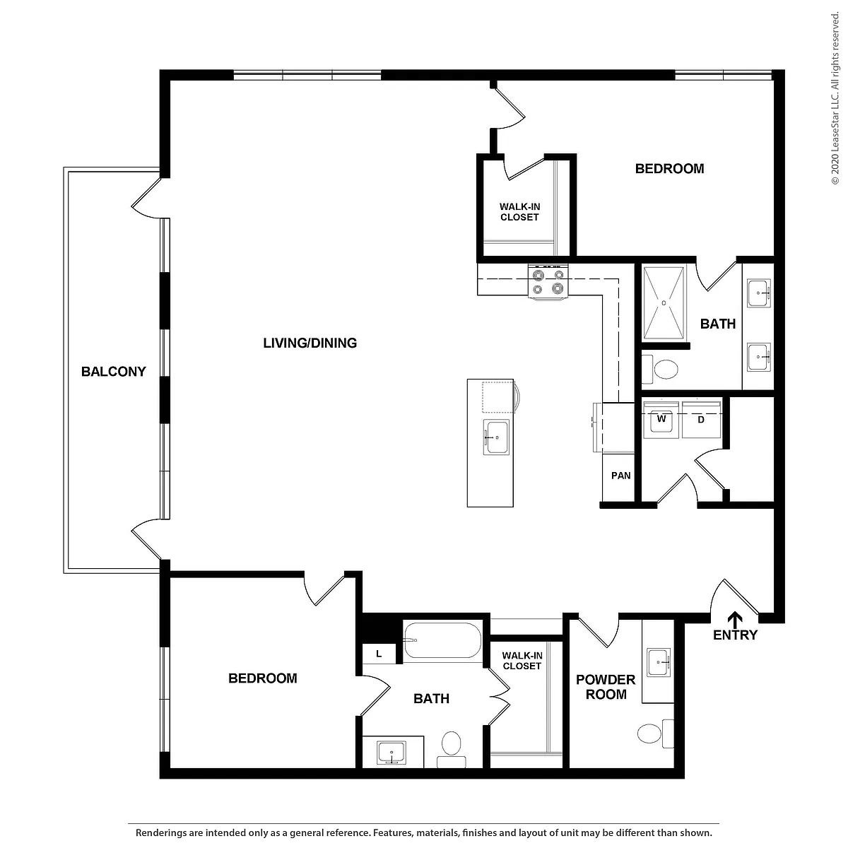 Floor plan 2 Bed/2 Bath-The Taylor PH
