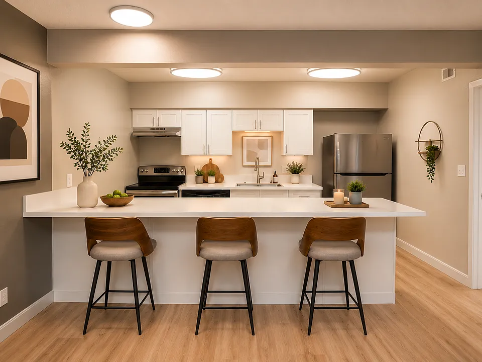 Modern minimalist kitchen with island