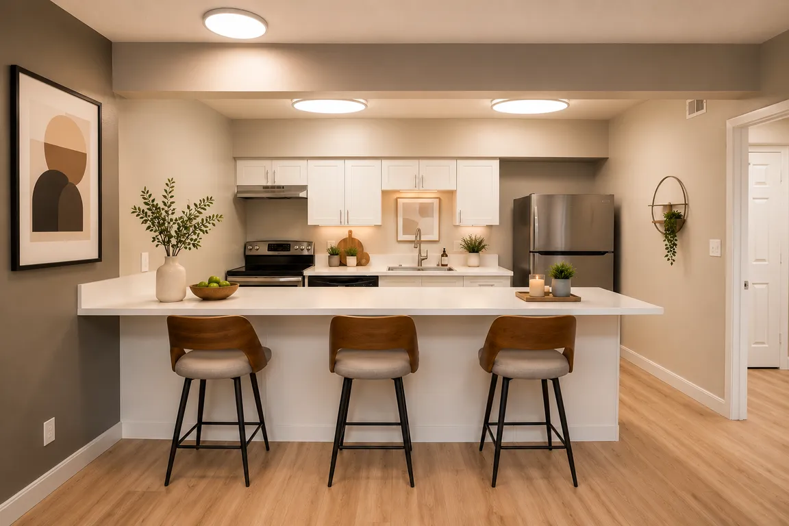 Modern minimalist kitchen with island
