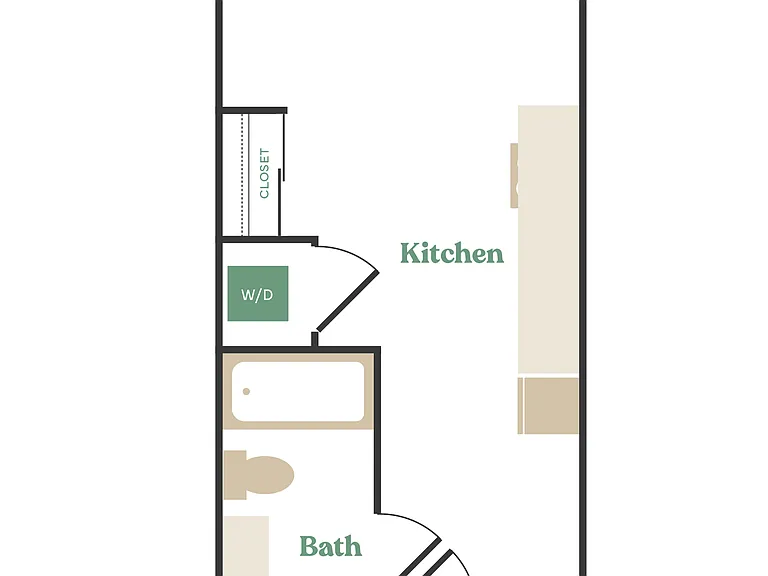 Studio, 1 Bath - Apt C Studio, 1 Bath - Apt C