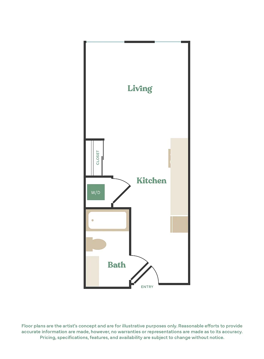 Floor plan Studio, 1 Bath - Apt C (Income Qualified)
