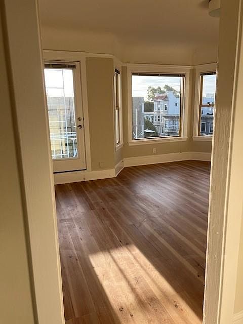 Living room bay window view
