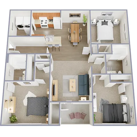 Floor plan 3 Bed, 2 Bath