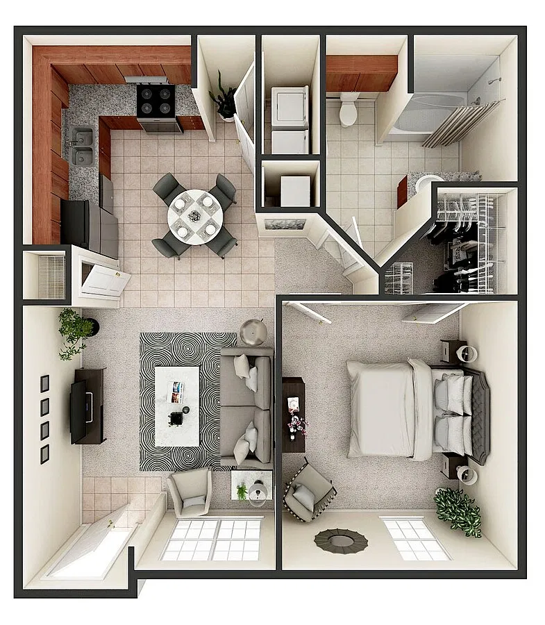 Floor plan 1 Bedroom 1 Bathroom