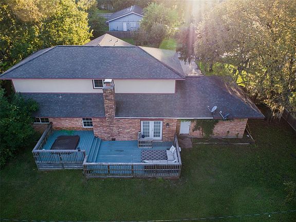 Wood deck with built in hot tub