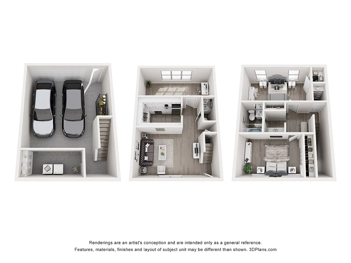 Floor plan 2 Bed 1 and a half Bath With Garage