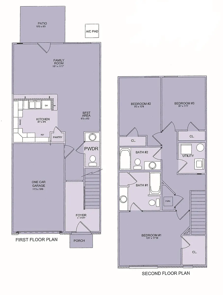 Floor plan 3 Bedroom Townhome with Front Garage