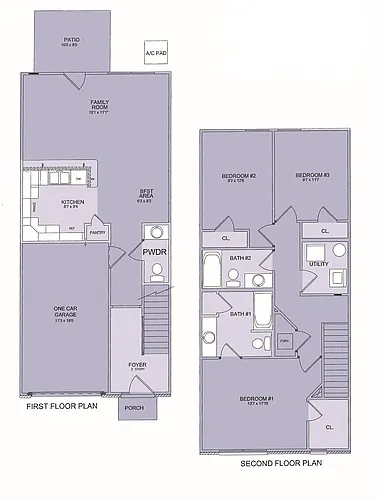 Floor plan 3 Bedroom Townhome with Front Garage