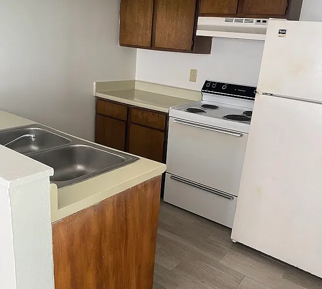 Kitchen View with Light Grey Flooring