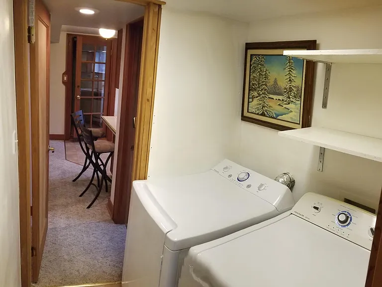 washer and dryer connected to the apartment.