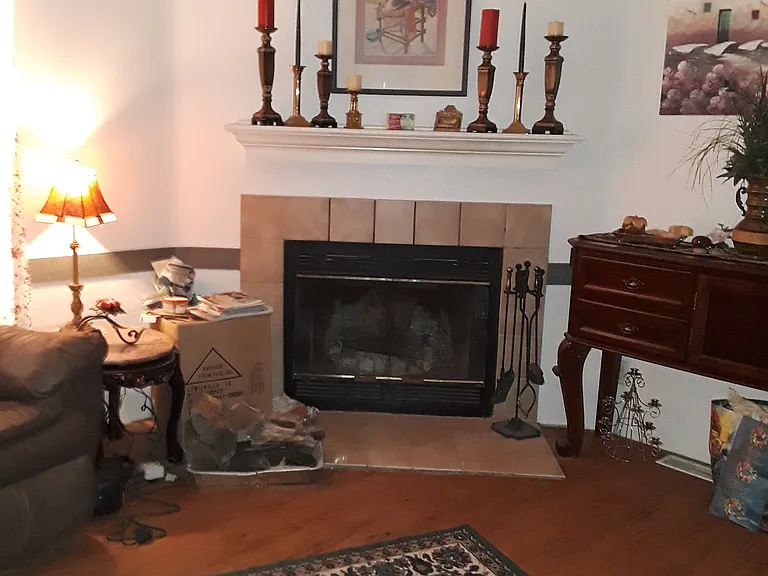 Fireplace with mantel