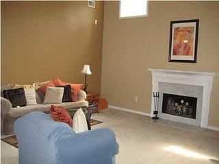 Greatroom with marble fireplace