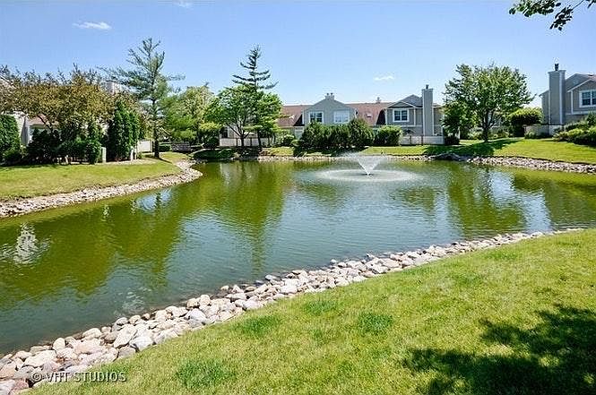 Pond in the community in the summer