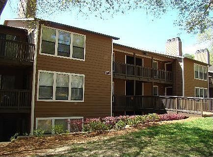 Front of apartment building in complex