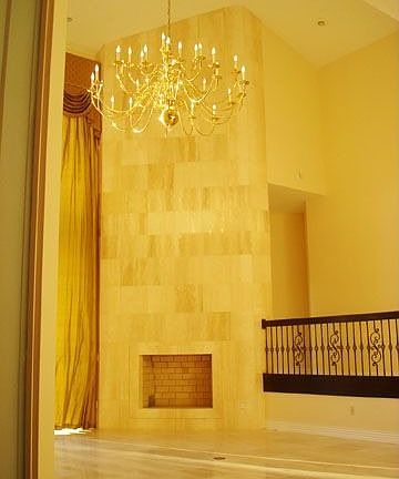 25 Ft Crema Marfil Marble Fireplace