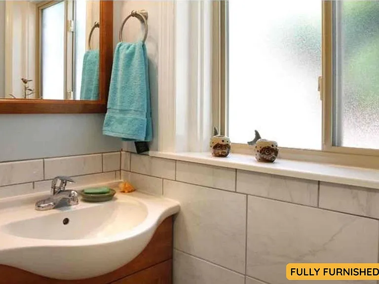 Downstairs full bathroom is ensuite to the downstairs bedroom. Includes a shower stall (no bath).