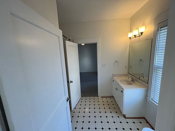 Bathroom looking from the hallway.