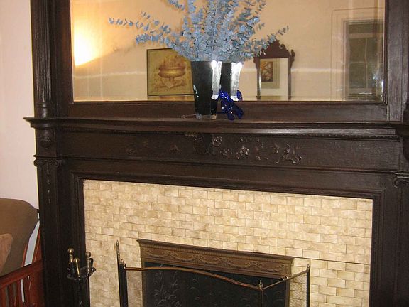 Working wood-burning fireplace