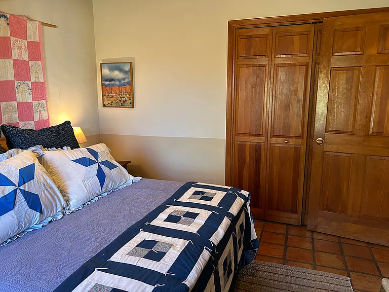 Nambe Casita bedroom looking towards closet.