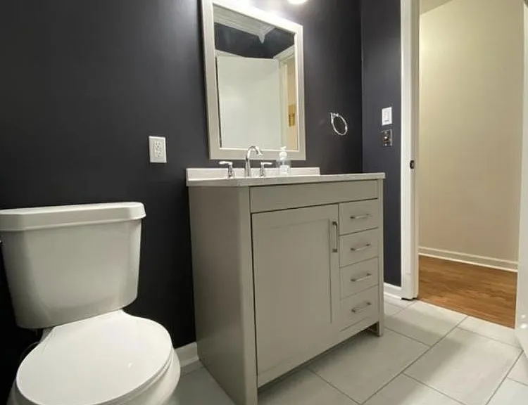 spacious hallway bathroom
