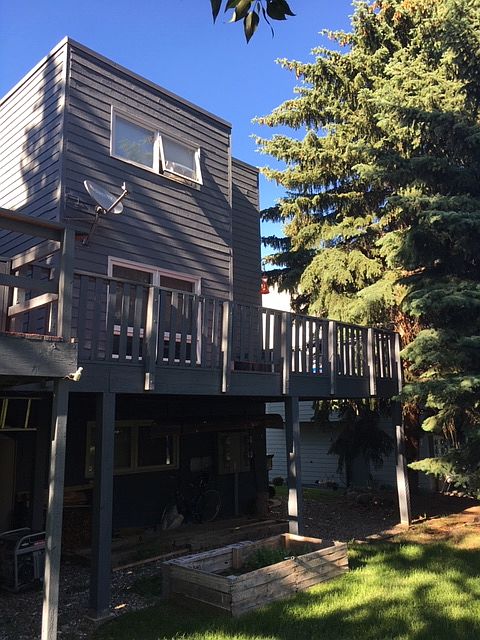 Deck and backyard
