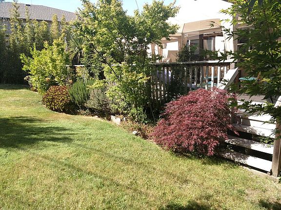 Deck at right, 3 steps to back yard
